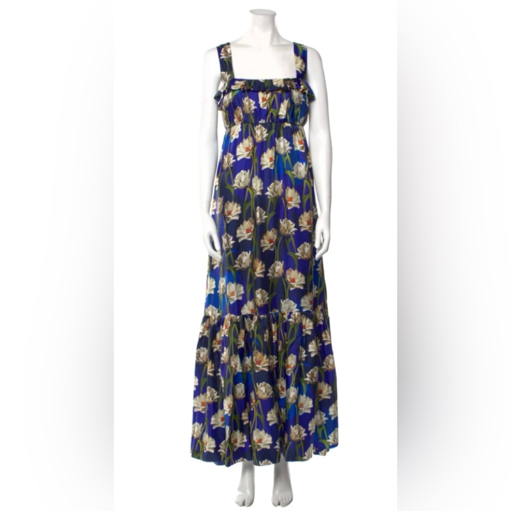 Borgo De Nor - SILK Floral Blue Maxi Dress